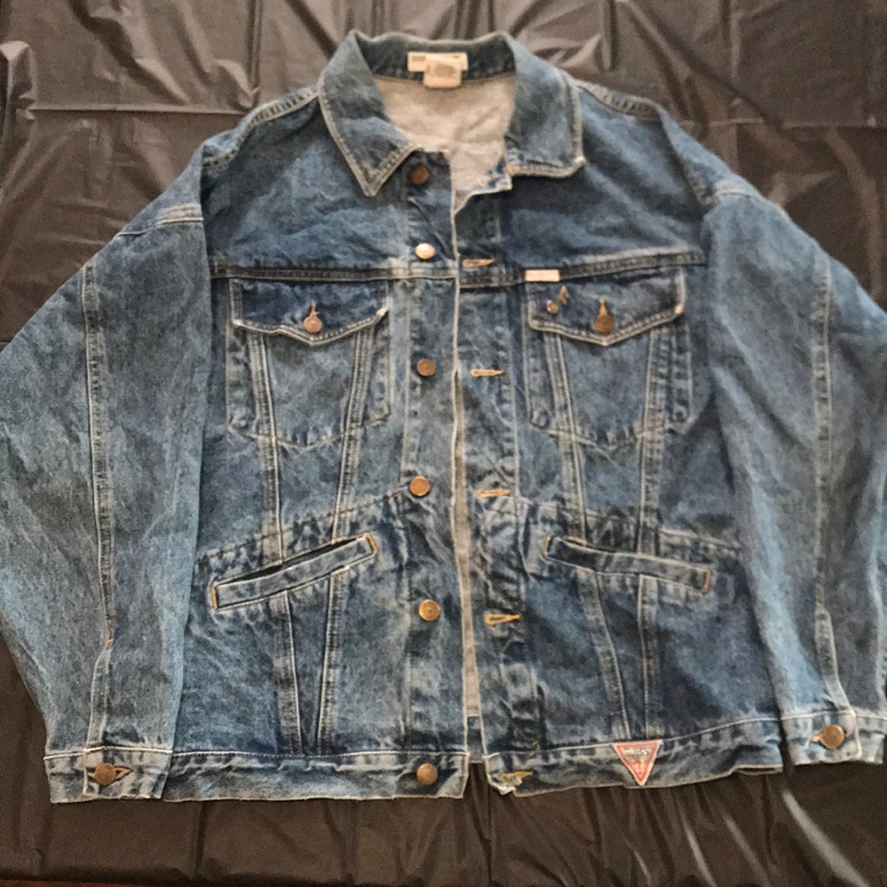 Vintage Guess Jean Jacket with music note pin